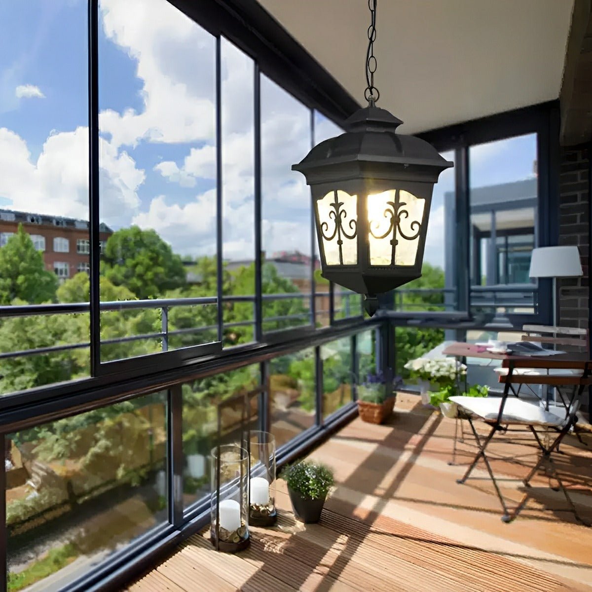 Vintage Rustic Square Arrow flower Waterproof Outdoor LED Lantern Pendant Lights